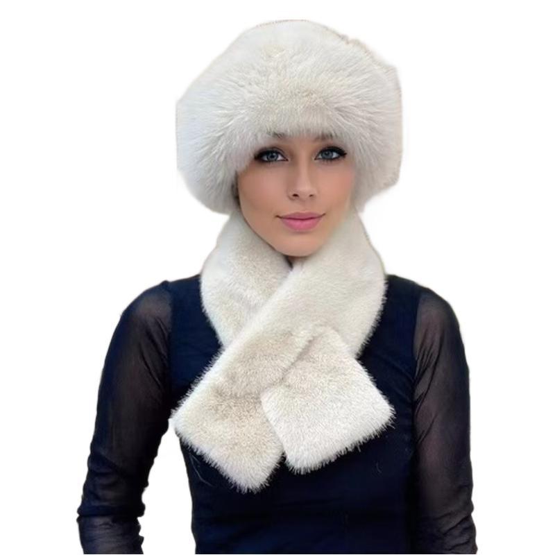 Winter Scarf And Mongolian Hat Plush Hat For Women - LADYLINE X