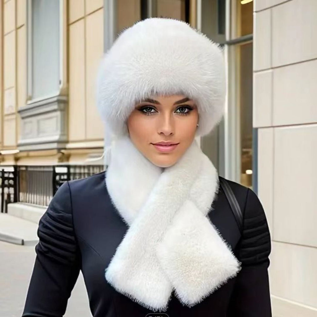 Winter Scarf And Mongolian Hat Plush Hat For Women - LADYLINE X