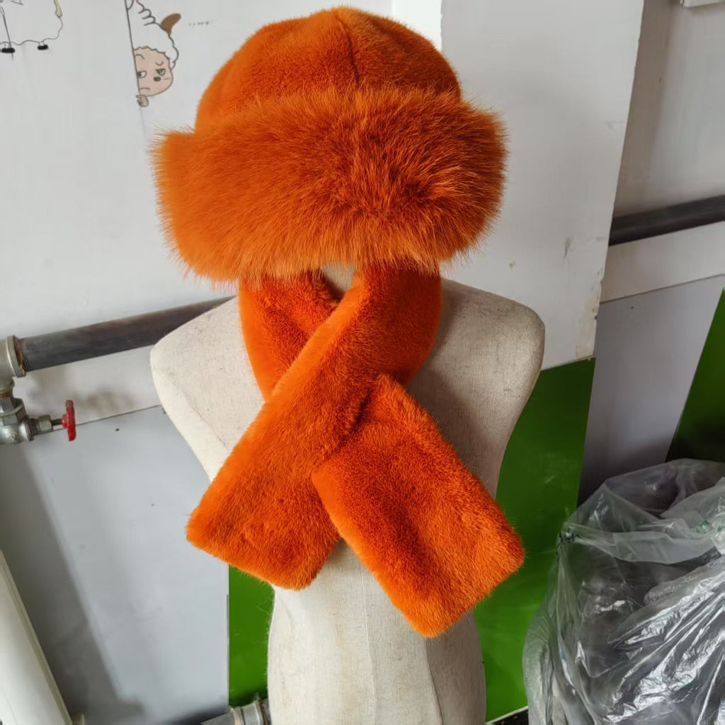 Winter Scarf And Mongolian Hat Plush Hat For Women - LADYLINE X