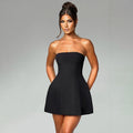 Women Mini Dress, Strapless Backless Solid Slim Fit A - line Summer Tube Clubwear - LADYLINE X