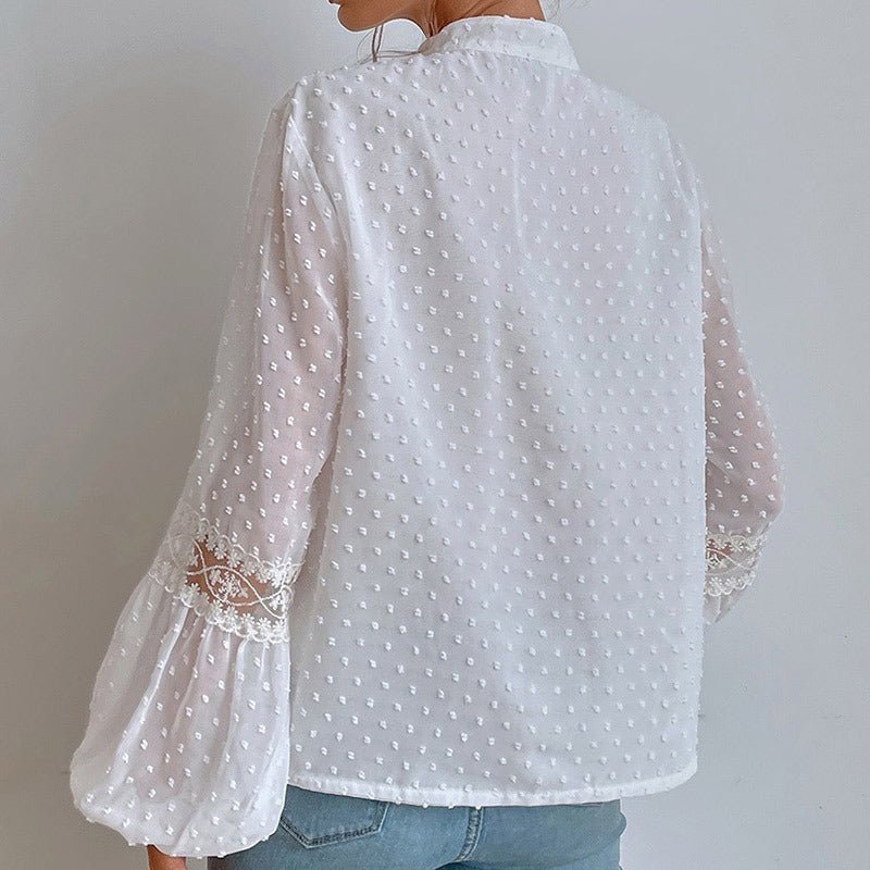 Womens Casual Loose Lace - Patchwork Blouse For Commuting - LADYLINE X
