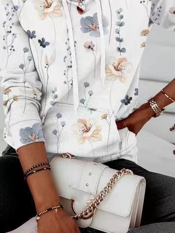 Womens Casual Printed Hoodie With Pockets - LADYLINE X