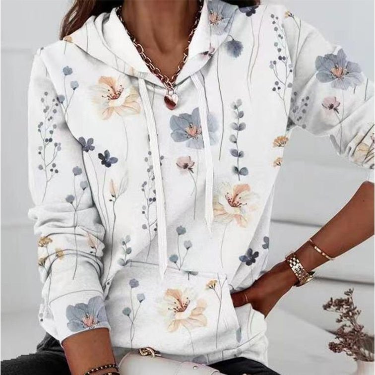 Womens Casual Printed Hoodie With Pockets - LADYLINE X