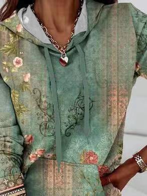 Womens Casual Printed Hoodie With Pockets - LADYLINE X