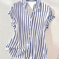 Womens Casual Striped Retro New Arrival Printed Short - Sleeve Shirt - LADYLINE X