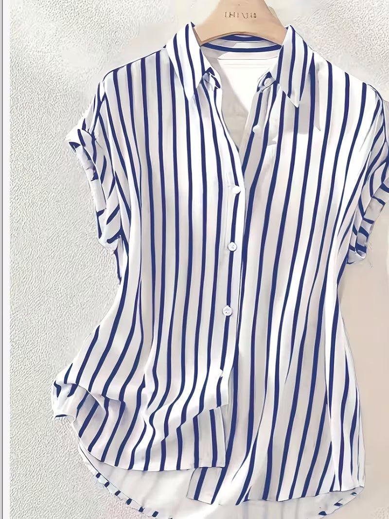 Womens Casual Striped Retro New Arrival Printed Short - Sleeve Shirt - LADYLINE X