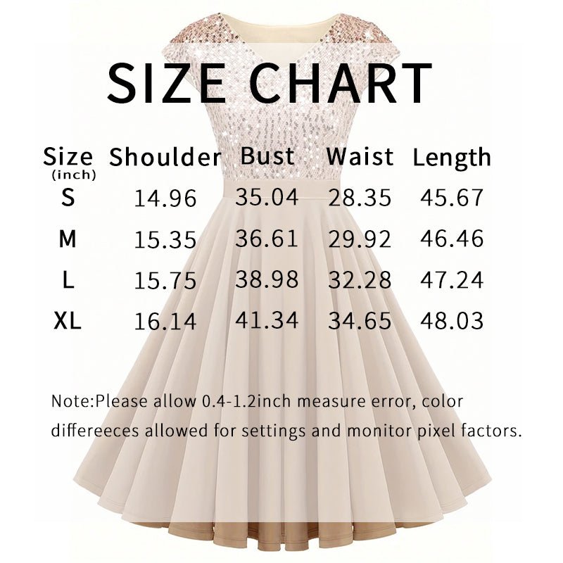 Women's Elegant Sequin V Neck Cap Sleeves Pleated Evening Cocktail Dress - LADYLINE X