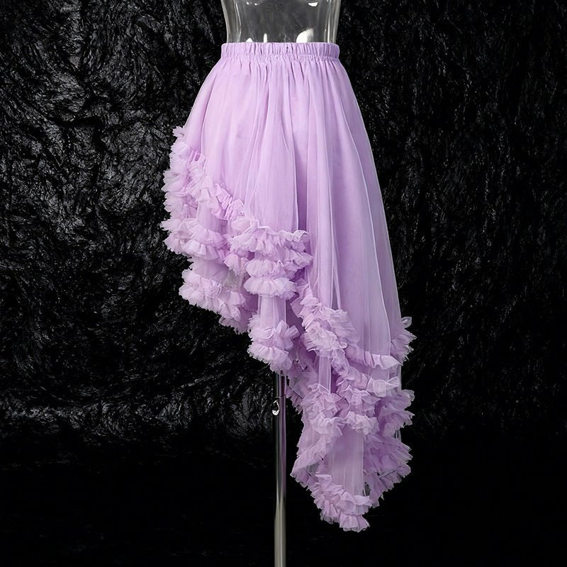 Women's Fashion Mesh Ruffled Irregular Skirt - LADYLINE X