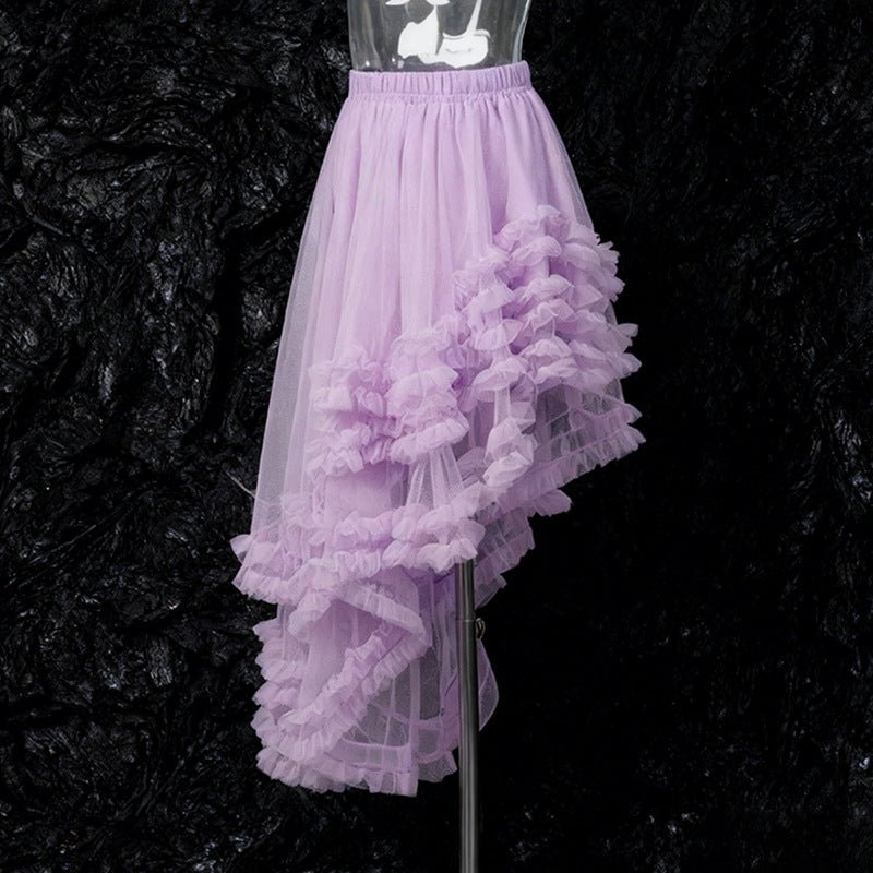 Women's Fashion Mesh Ruffled Irregular Skirt - LADYLINE X