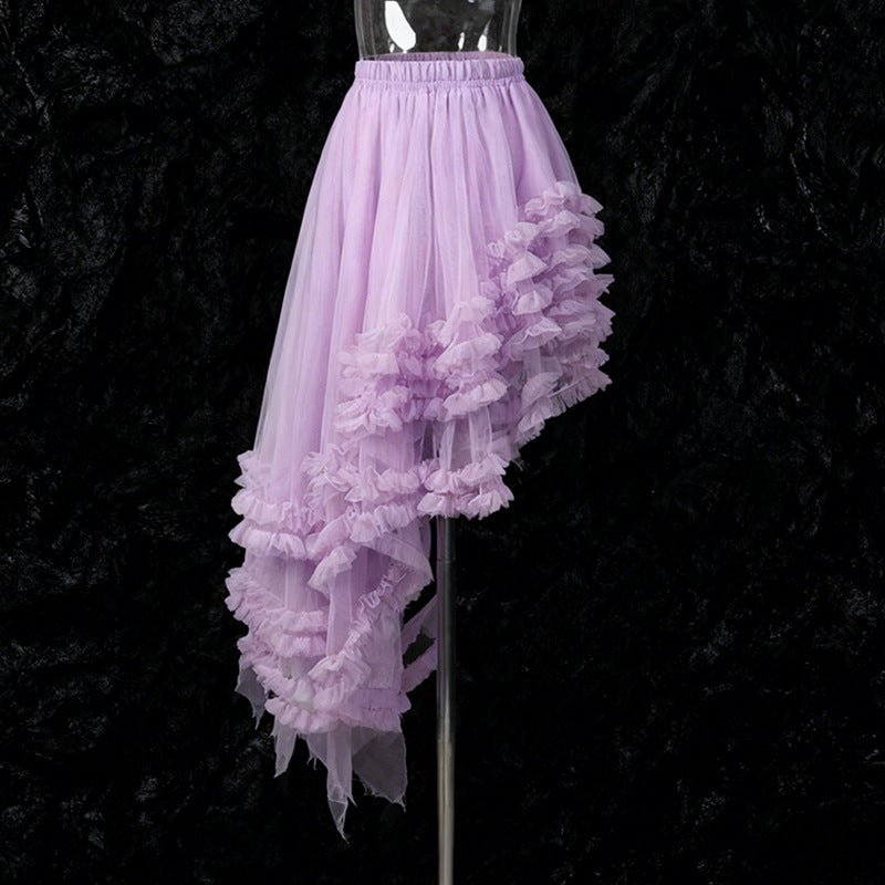 Women's Fashion Mesh Ruffled Irregular Skirt - LADYLINE X