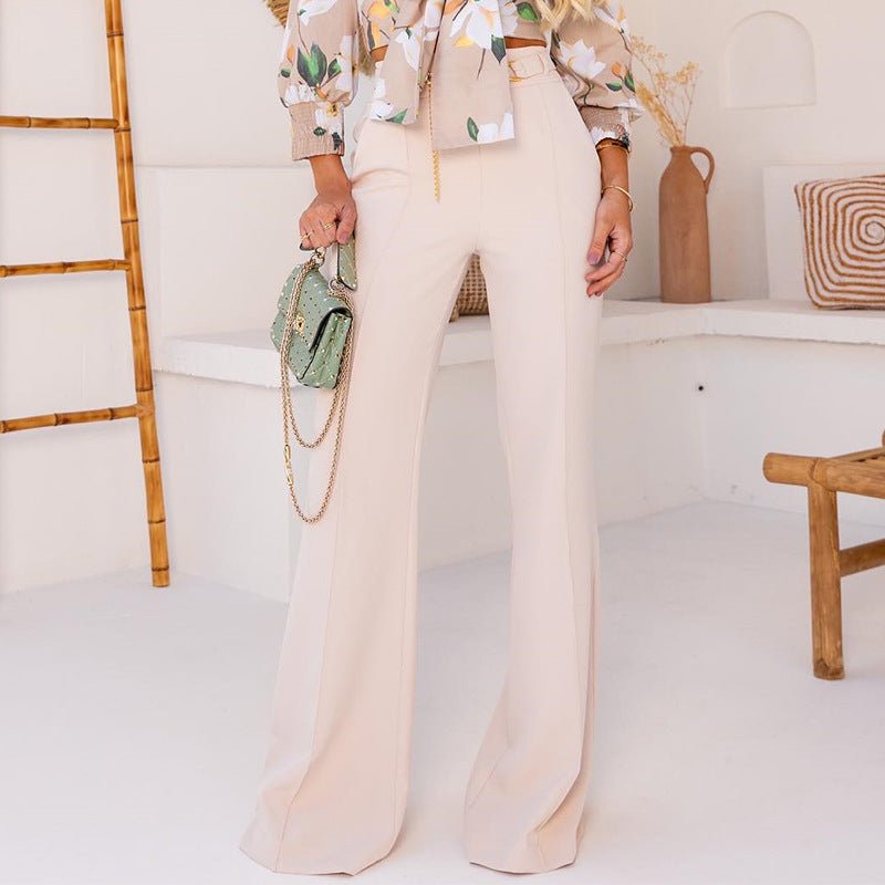 Women's Fashion Printed Bow Long Sleeve Shirt Wide Leg Pants Suit - LADYLINE X