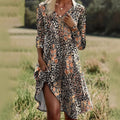 Womens Fashion V - Neck Printed Long - Sleeve Petite Floral Dress - LADYLINE X