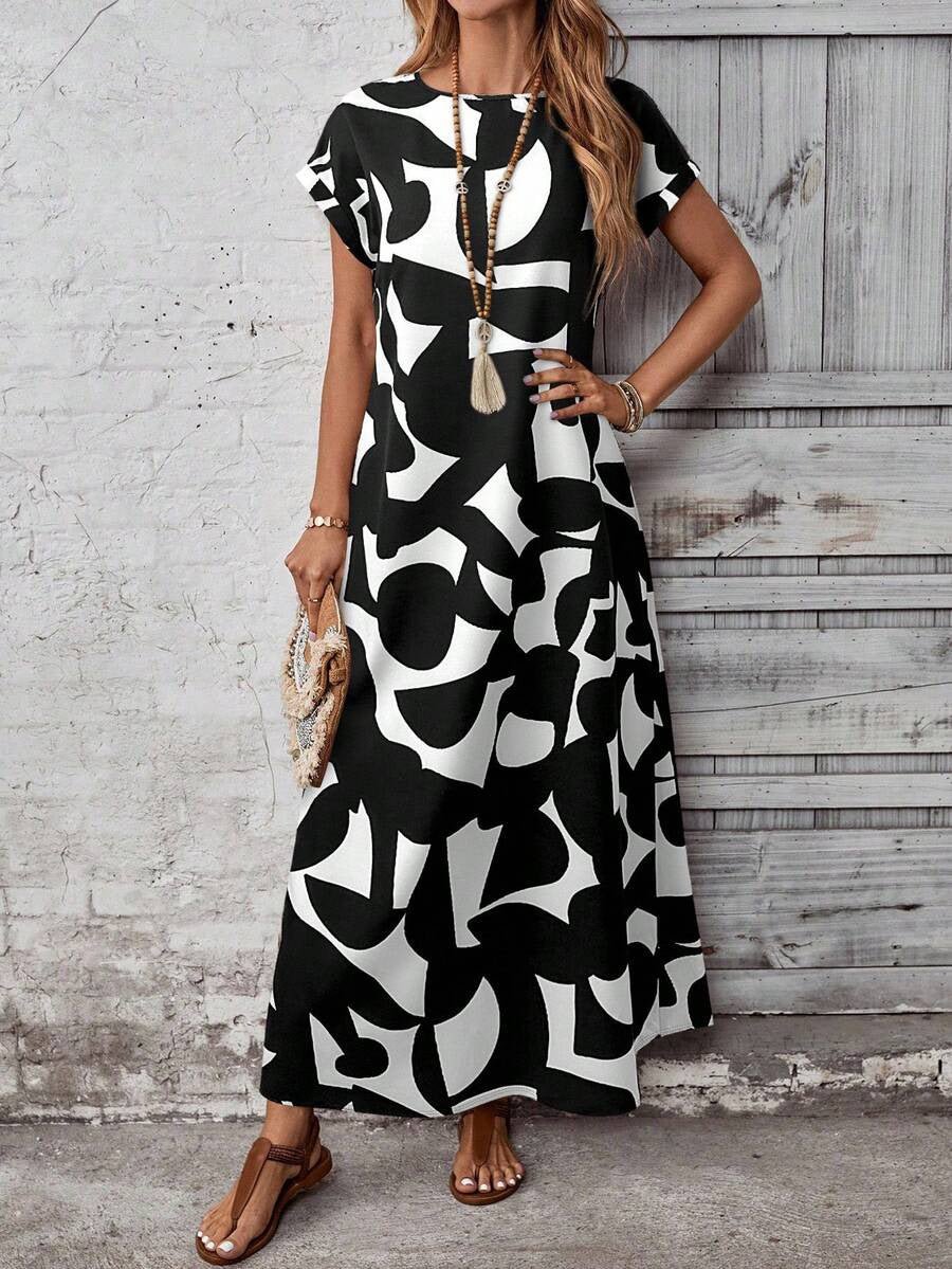 Women's Fashionable Casual Dress With Digital Print - LADYLINE X