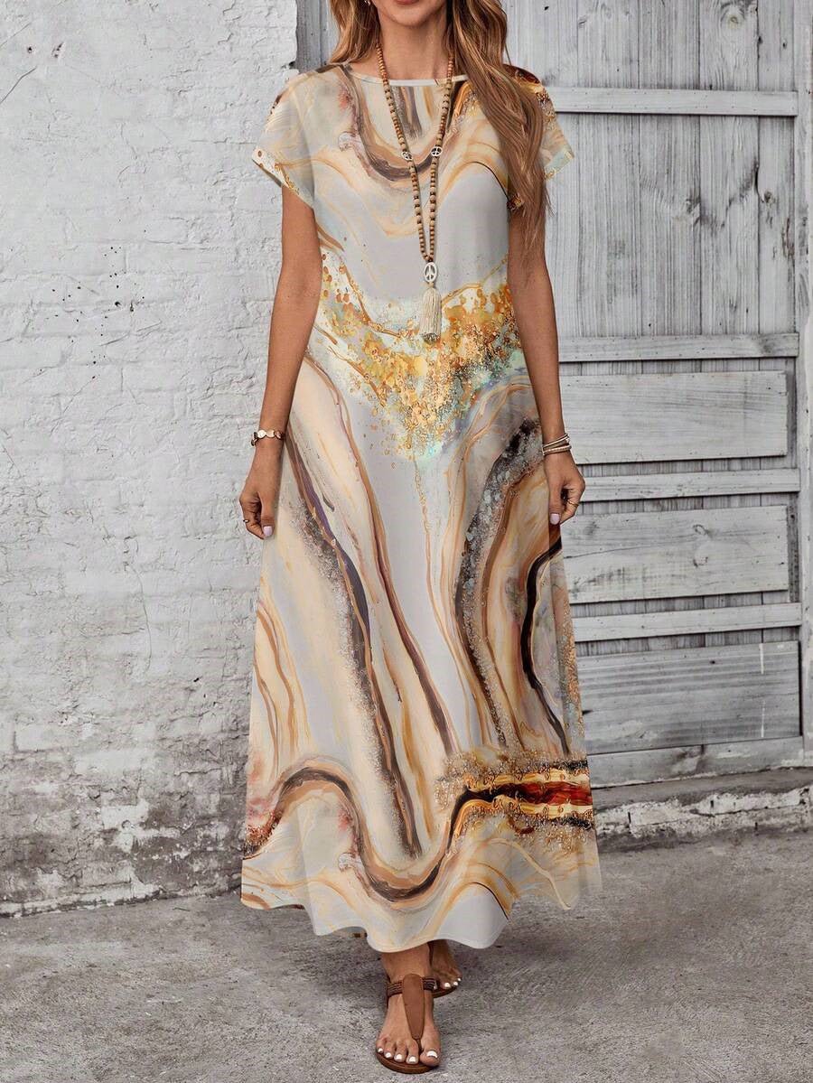 Women's Fashionable Casual Dress With Digital Print - LADYLINE X