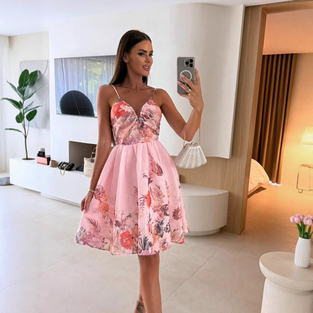 Women's Fashionable Slim - Fit Printed Strap Dress - LADYLINE X