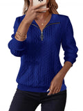 Womens Half - Zip Long - Sleeve Hoodie With A Casual Turn - Down Collar - LADYLINE X