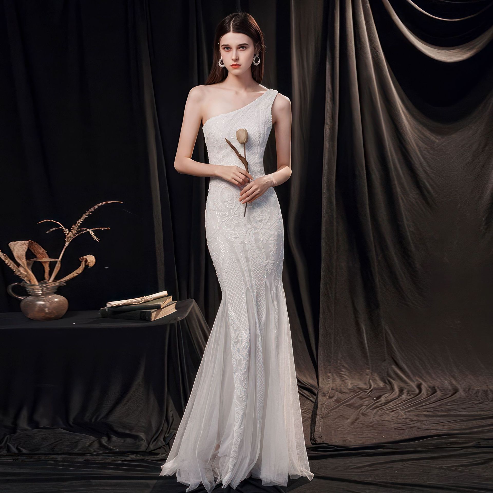 Women's High - end Entry Lux Elegant Socialite Dinner Party Sexy Long Slimming Fishtail Dress - LADYLINE X