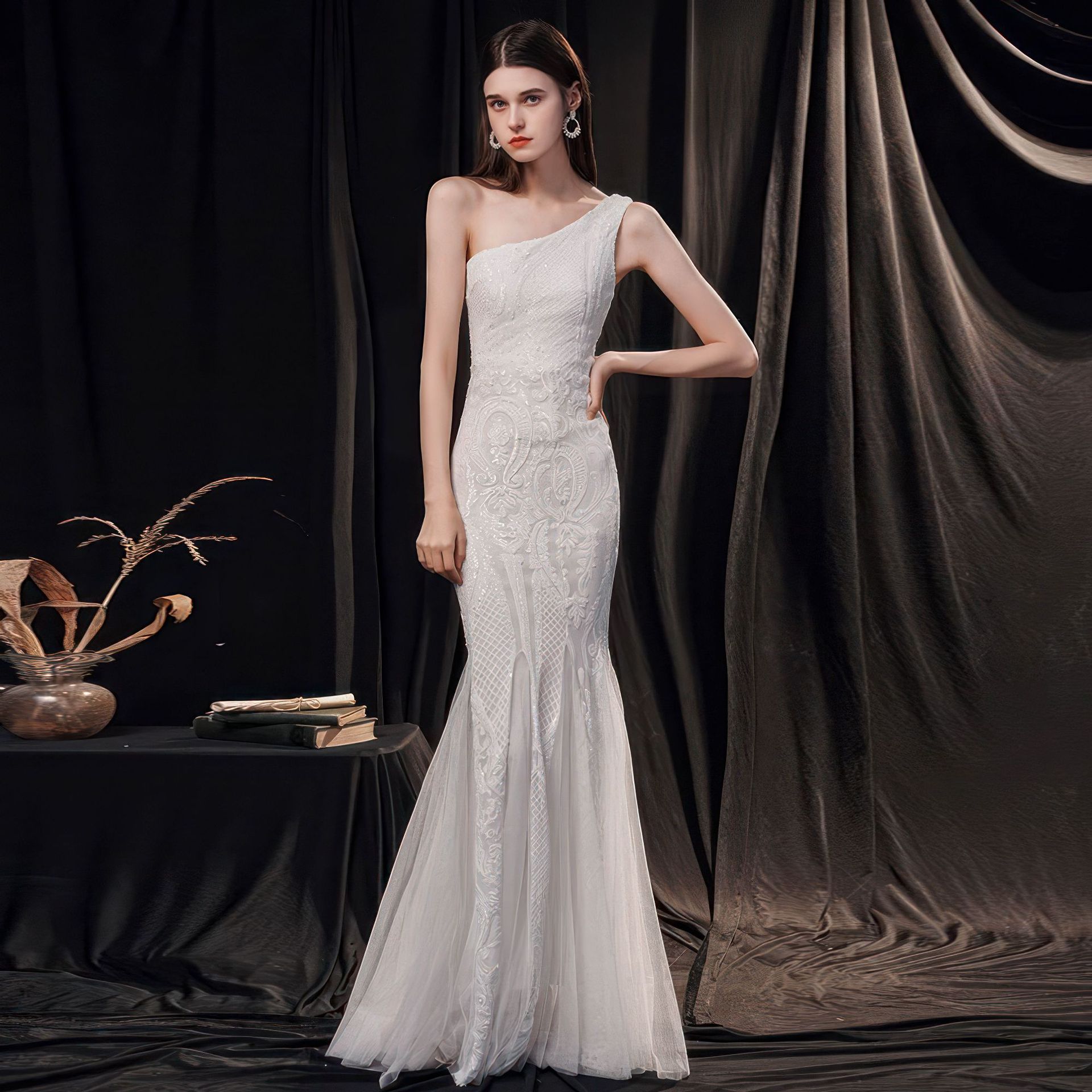 Women's High - end Entry Lux Elegant Socialite Dinner Party Sexy Long Slimming Fishtail Dress - LADYLINE X