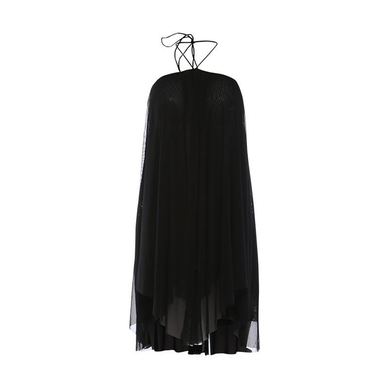 Womens Holiday Halterneck Lace - Up Backless Short Dress - LADYLINE X