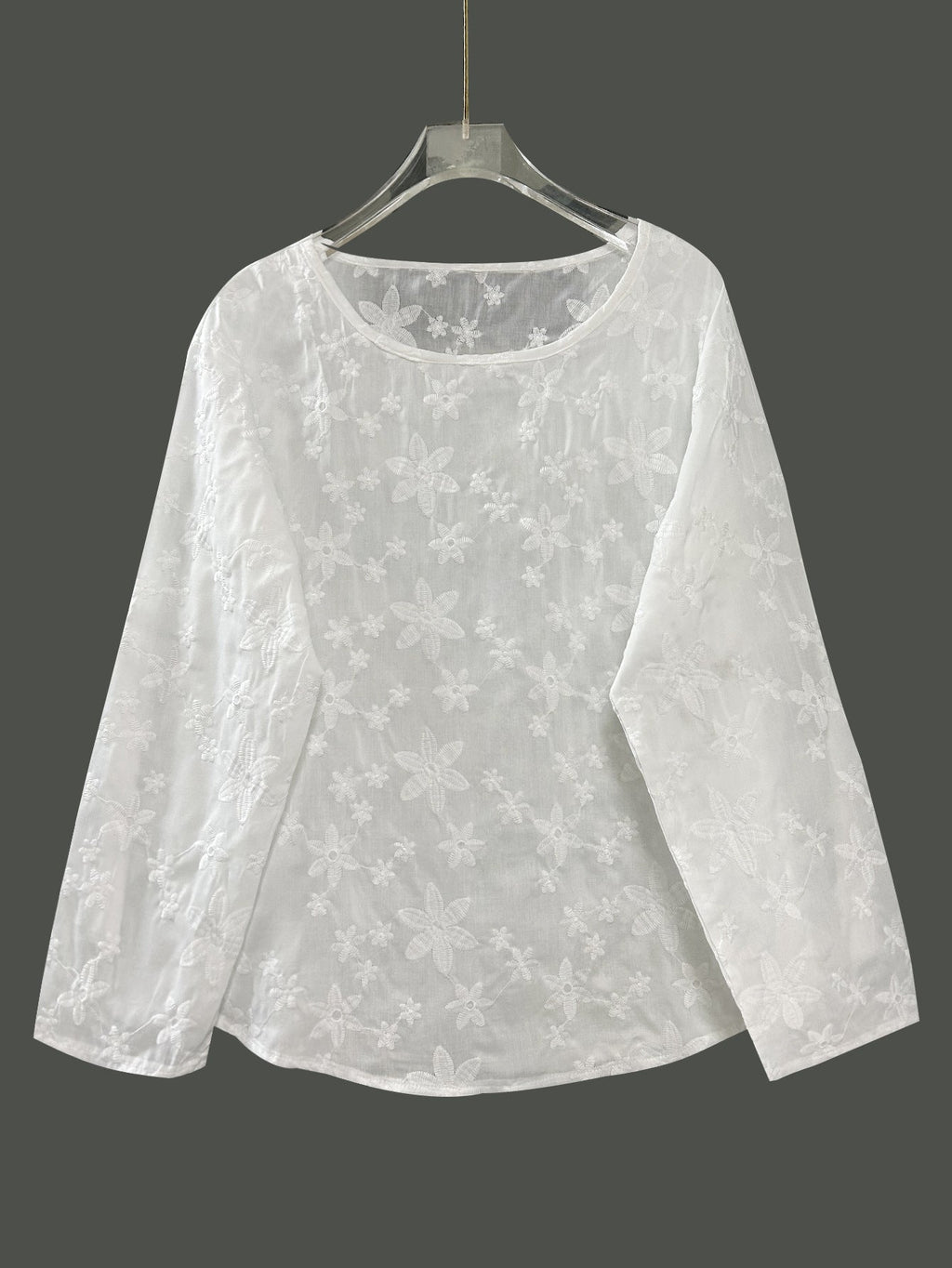 Womens Lace Crew - Neck Loose - Fit Blouse Top - LADYLINE X