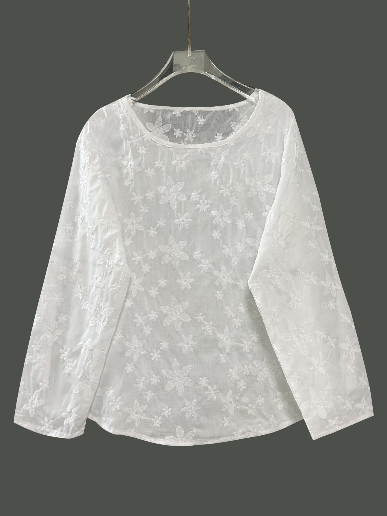 Womens Lace Crew - Neck Loose - Fit Blouse Top - LADYLINE X