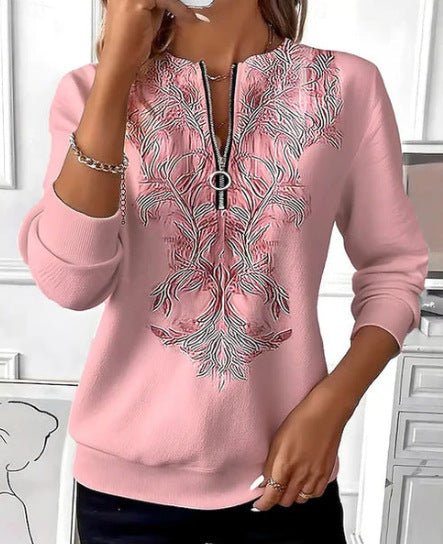 Womens Long - Sleeve Christmas - Print Sweatshirt - LADYLINE X