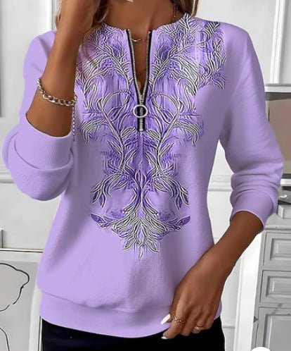 Womens Long - Sleeve Christmas - Print Sweatshirt - LADYLINE X