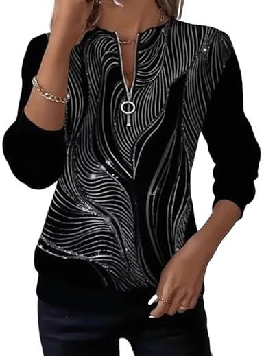 Womens Long - Sleeve Christmas - Print Sweatshirt - LADYLINE X