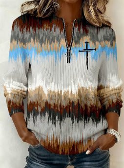 Womens Long - Sleeve Christmas - Print Sweatshirt - LADYLINE X