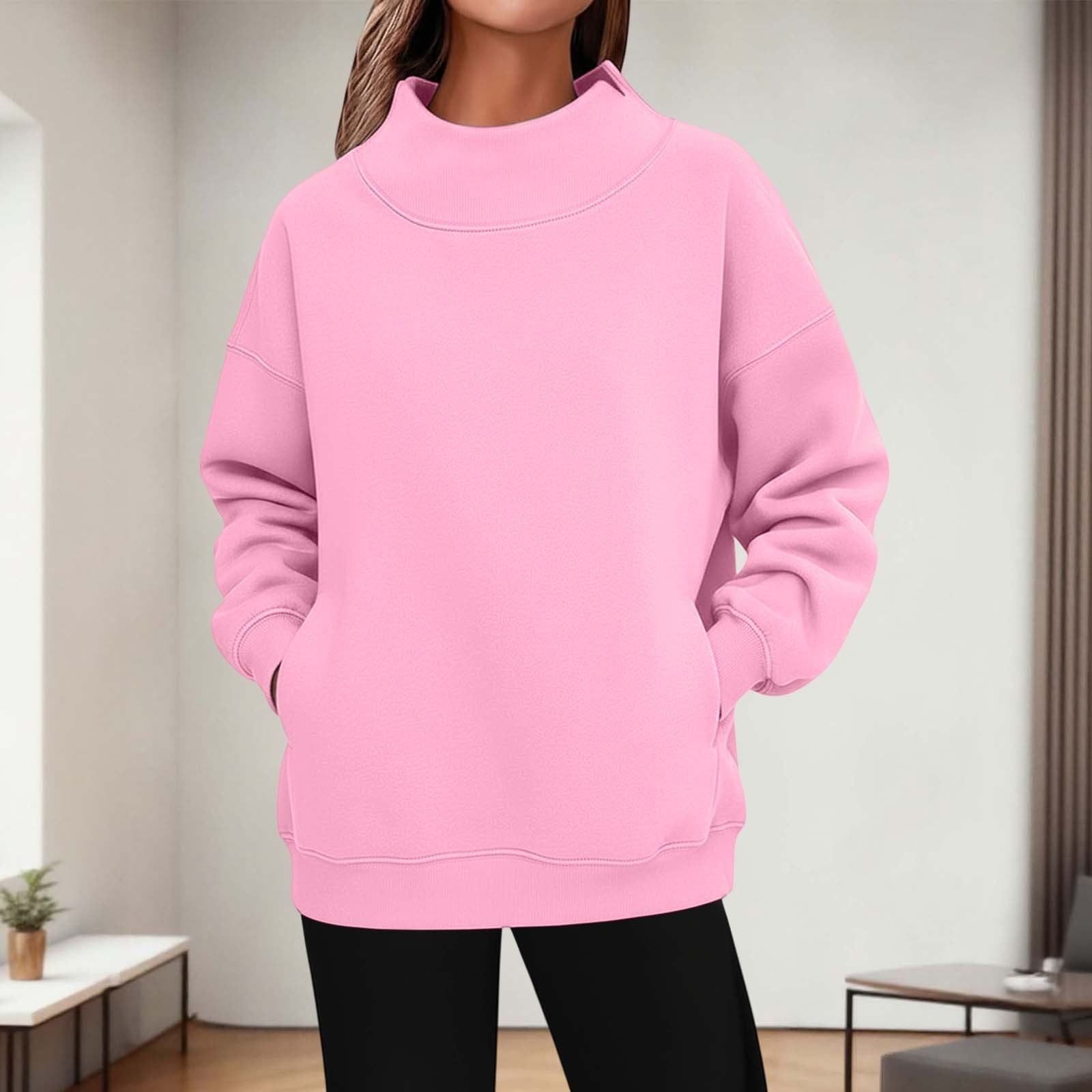 Womens Long - sleeve Turtleneck Casual Hoodie - LADYLINE X