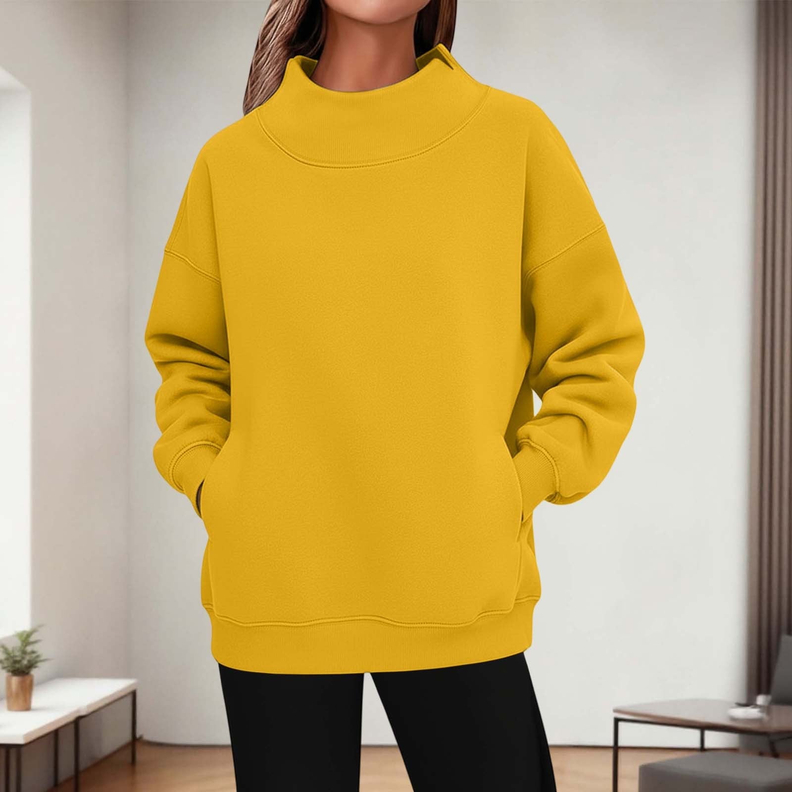 Womens Long - sleeve Turtleneck Casual Hoodie - LADYLINE X