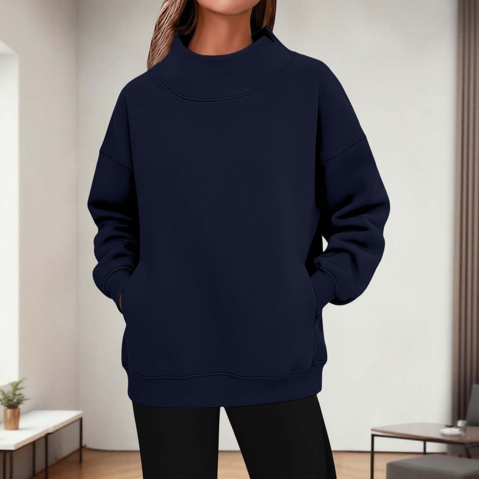 Womens Long - sleeve Turtleneck Casual Hoodie - LADYLINE X