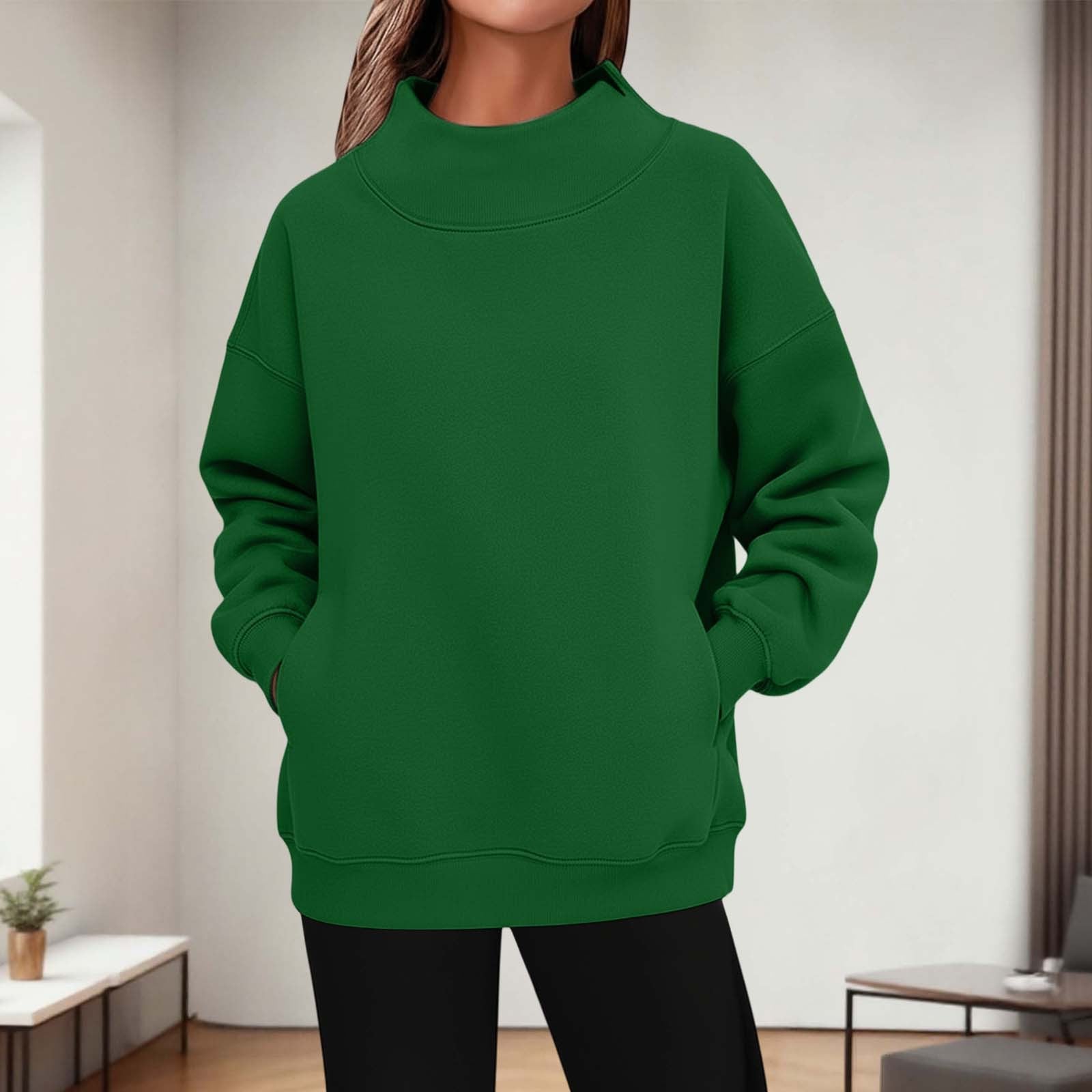 Womens Long - sleeve Turtleneck Casual Hoodie - LADYLINE X