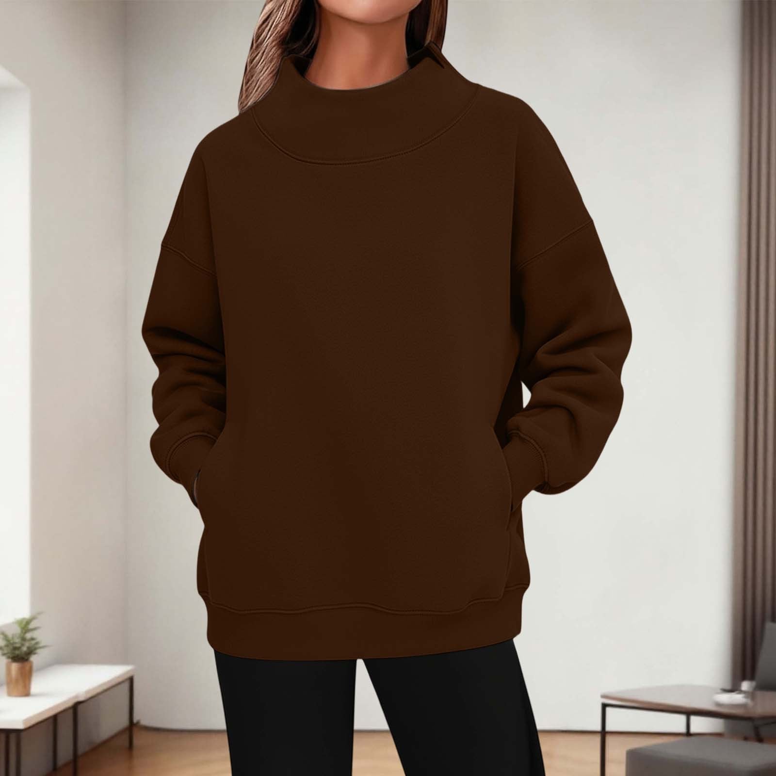 Womens Long - sleeve Turtleneck Casual Hoodie - LADYLINE X