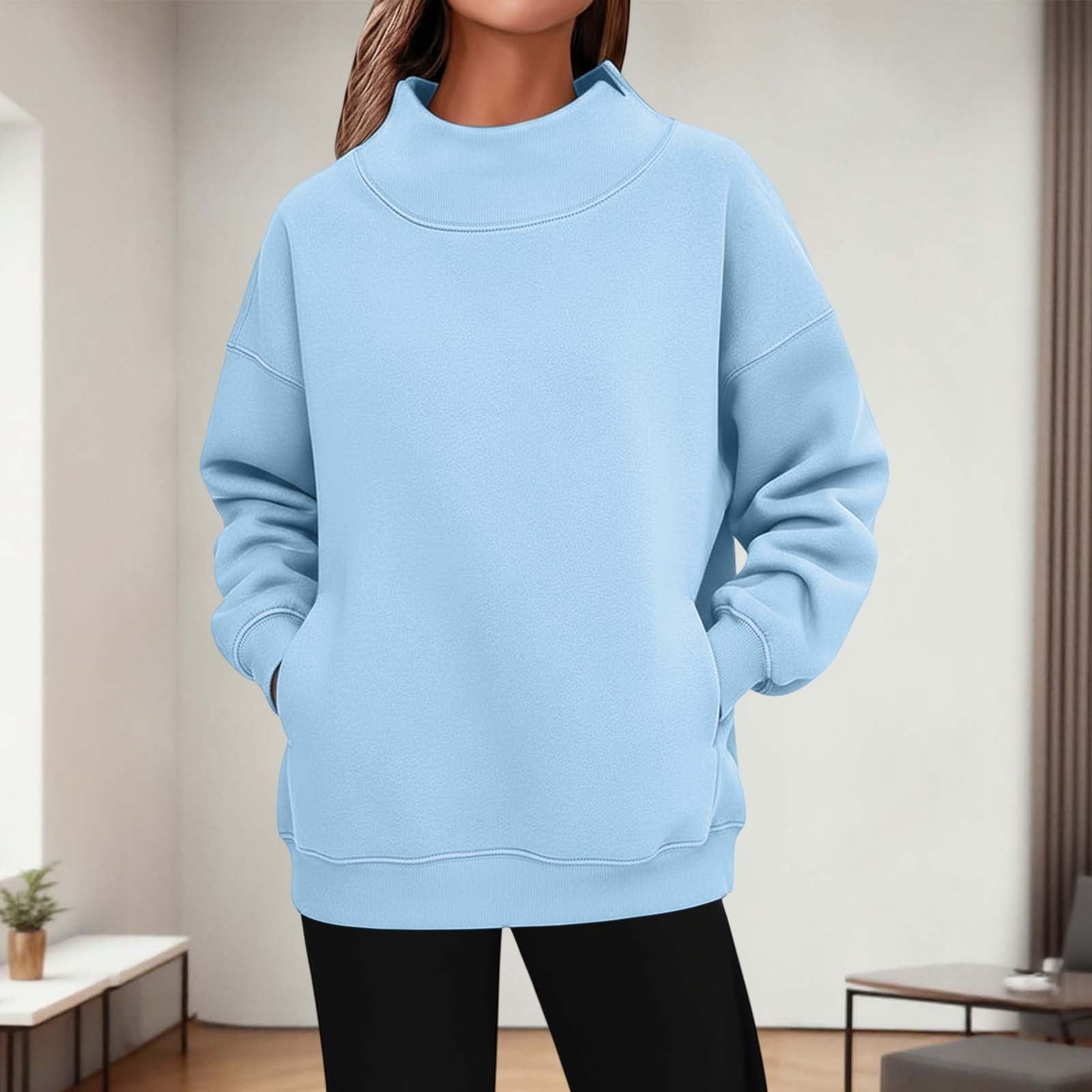Womens Long - sleeve Turtleneck Casual Hoodie - LADYLINE X