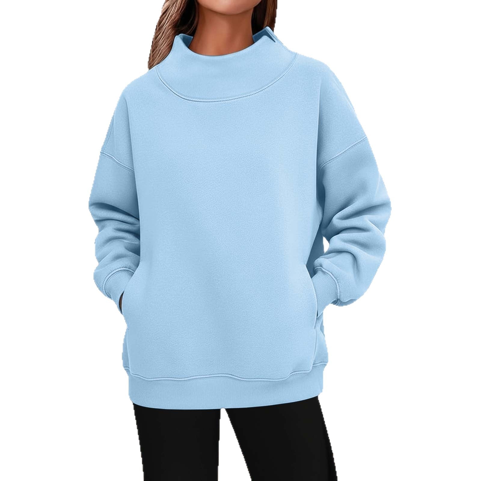 Womens Long - sleeve Turtleneck Casual Hoodie - LADYLINE X