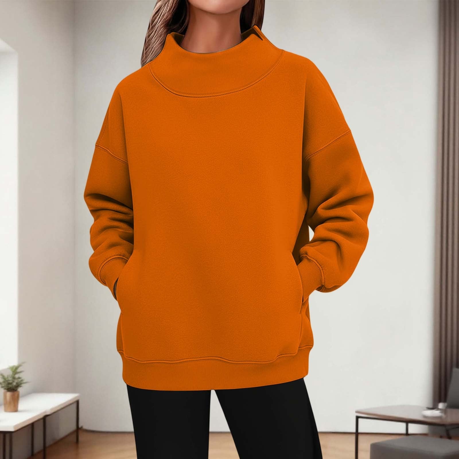 Womens Long - sleeve Turtleneck Casual Hoodie - LADYLINE X