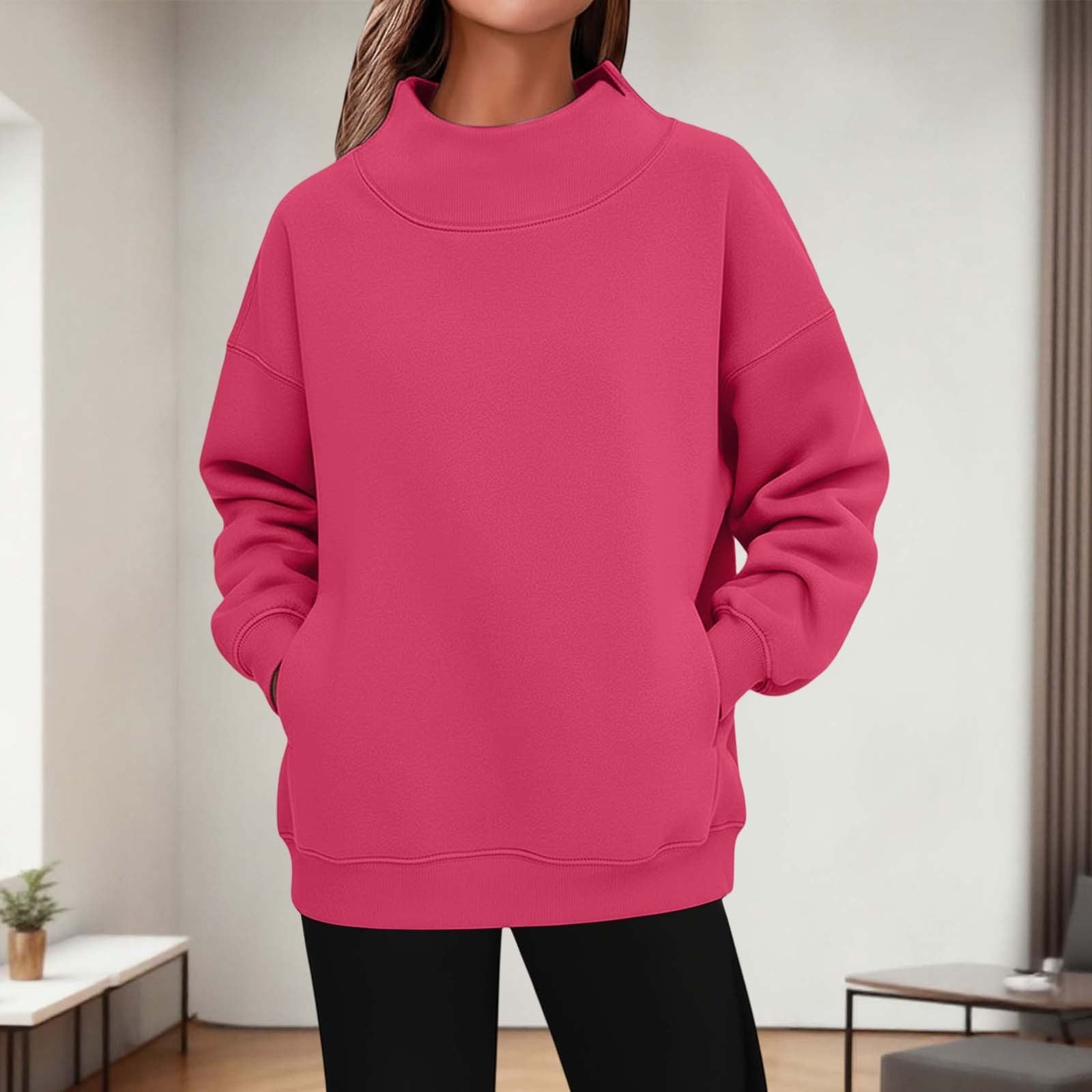 Womens Long - sleeve Turtleneck Casual Hoodie - LADYLINE X