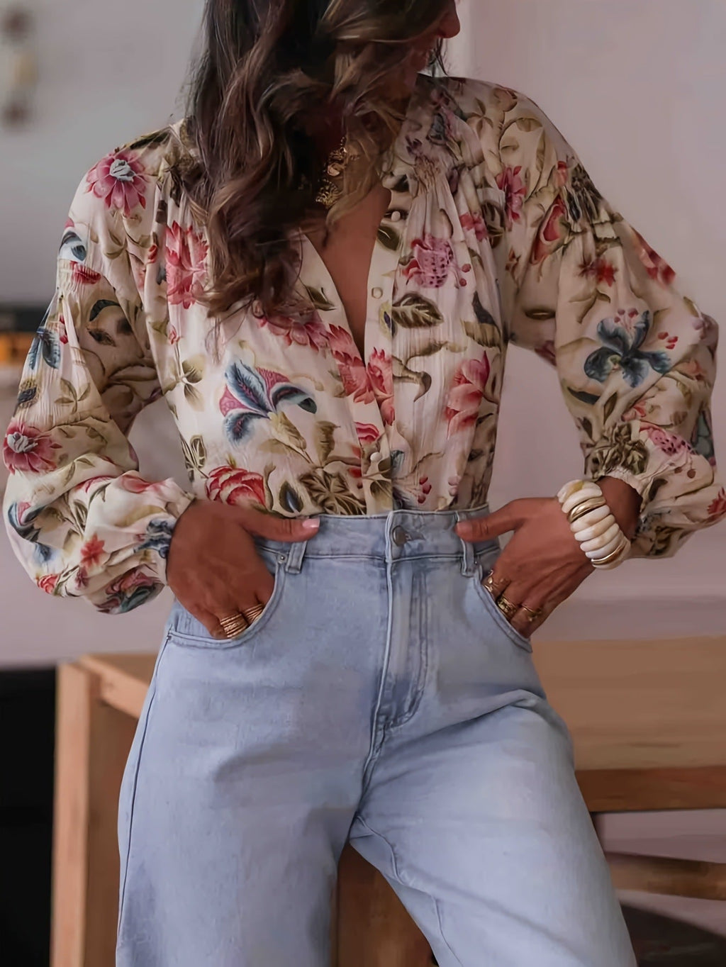 Women's Long - sleeved Shirt Printed Shirt - LADYLINE X