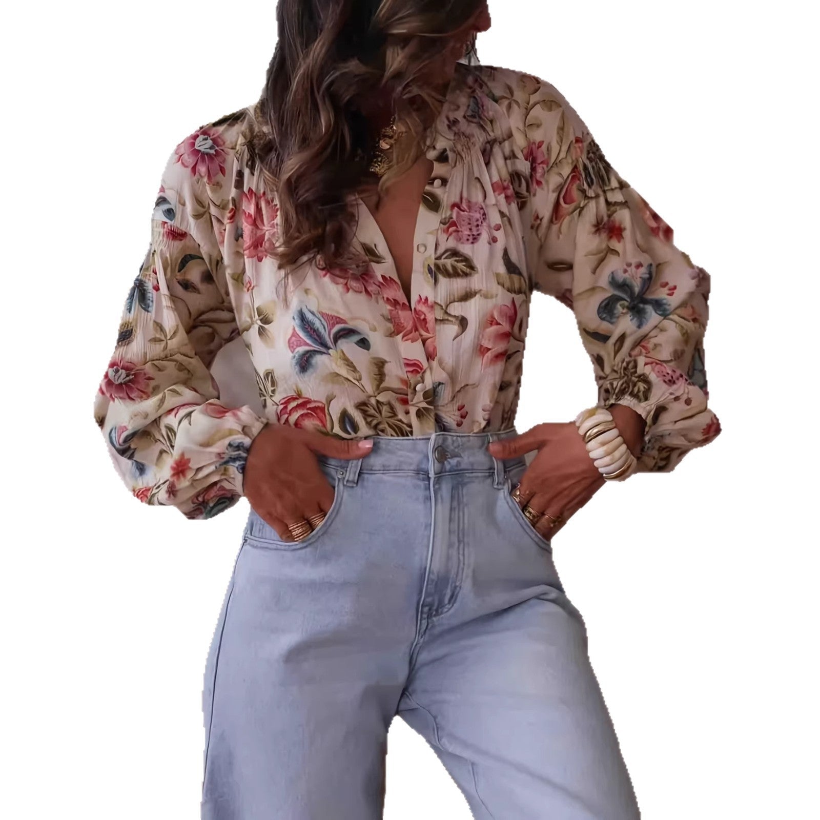 Women's Long - sleeved Shirt Printed Shirt - LADYLINE X