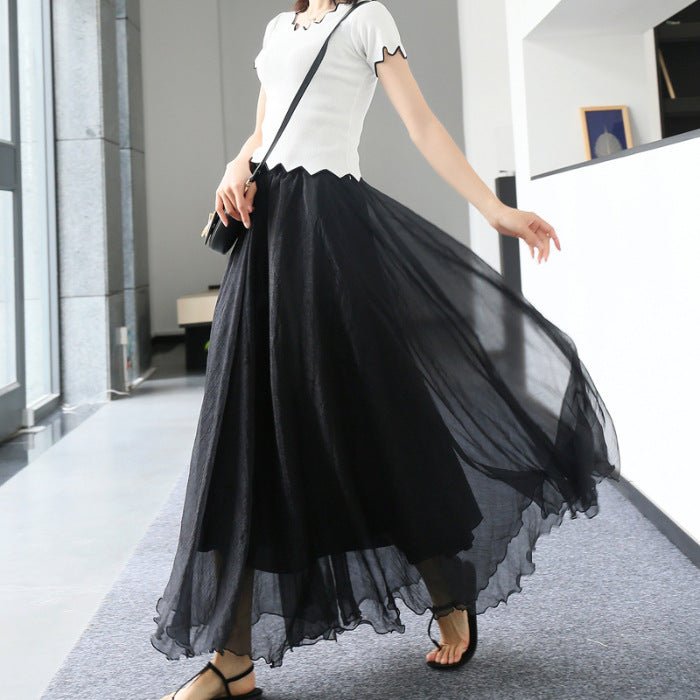 Womens Mesh High - waist Full - skirted Long Skirt - LADYLINE X