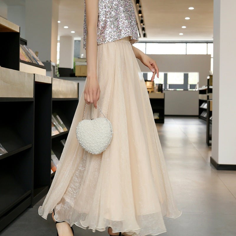 Womens Mesh High - waist Full - skirted Long Skirt - LADYLINE X