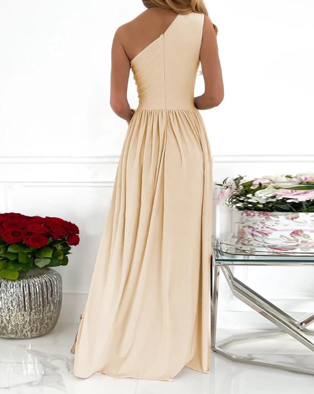 Women's One Shoulder High Split Cutout Sleeveless Elegant Sexy Cocktail Maxi Dress - LADYLINE X