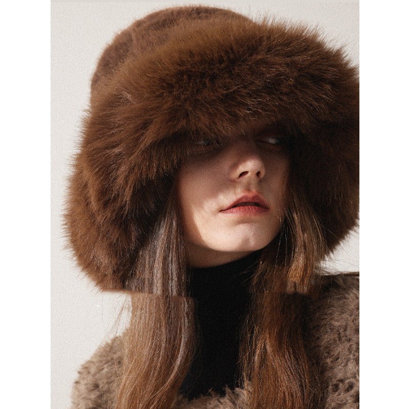 Womens Oversized Furry Fisherman Hat For Fall And Winter In Mongolian Style - LADYLINE X