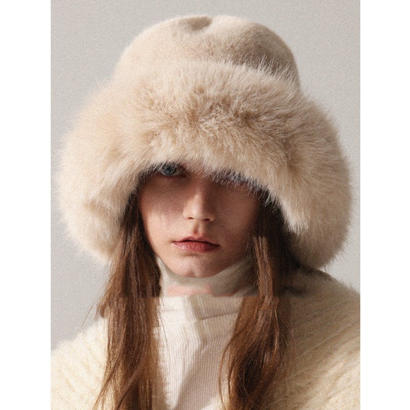 Womens Oversized Furry Fisherman Hat For Fall And Winter In Mongolian Style - LADYLINE X