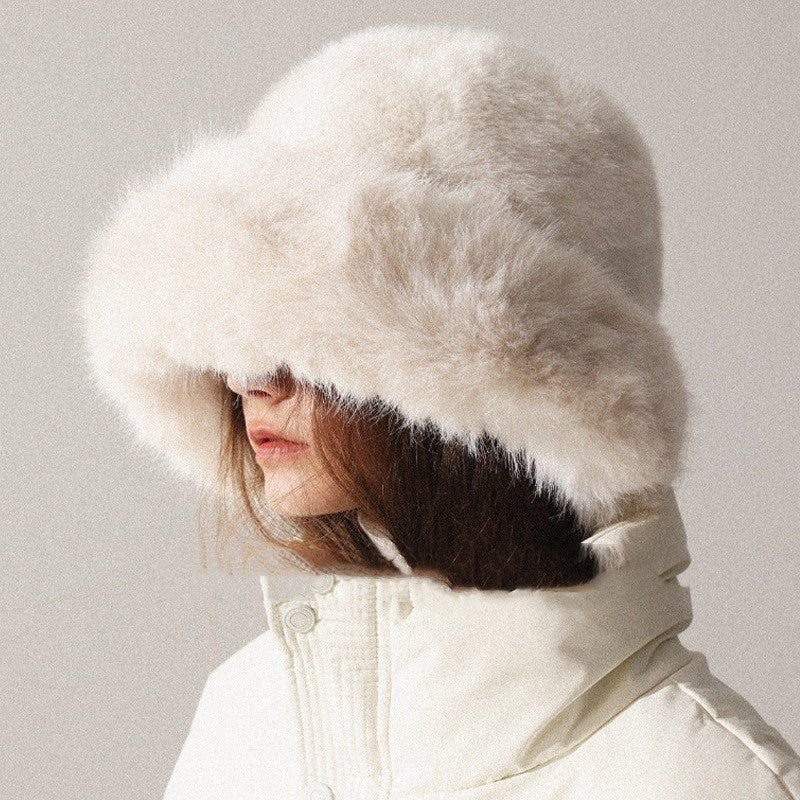 Womens Oversized Furry Fisherman Hat For Fall And Winter In Mongolian Style - LADYLINE X