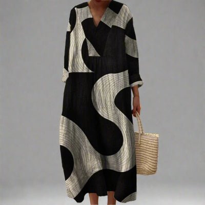Women's Printed Long - Sleeve Maxi Dress - LADYLINE X