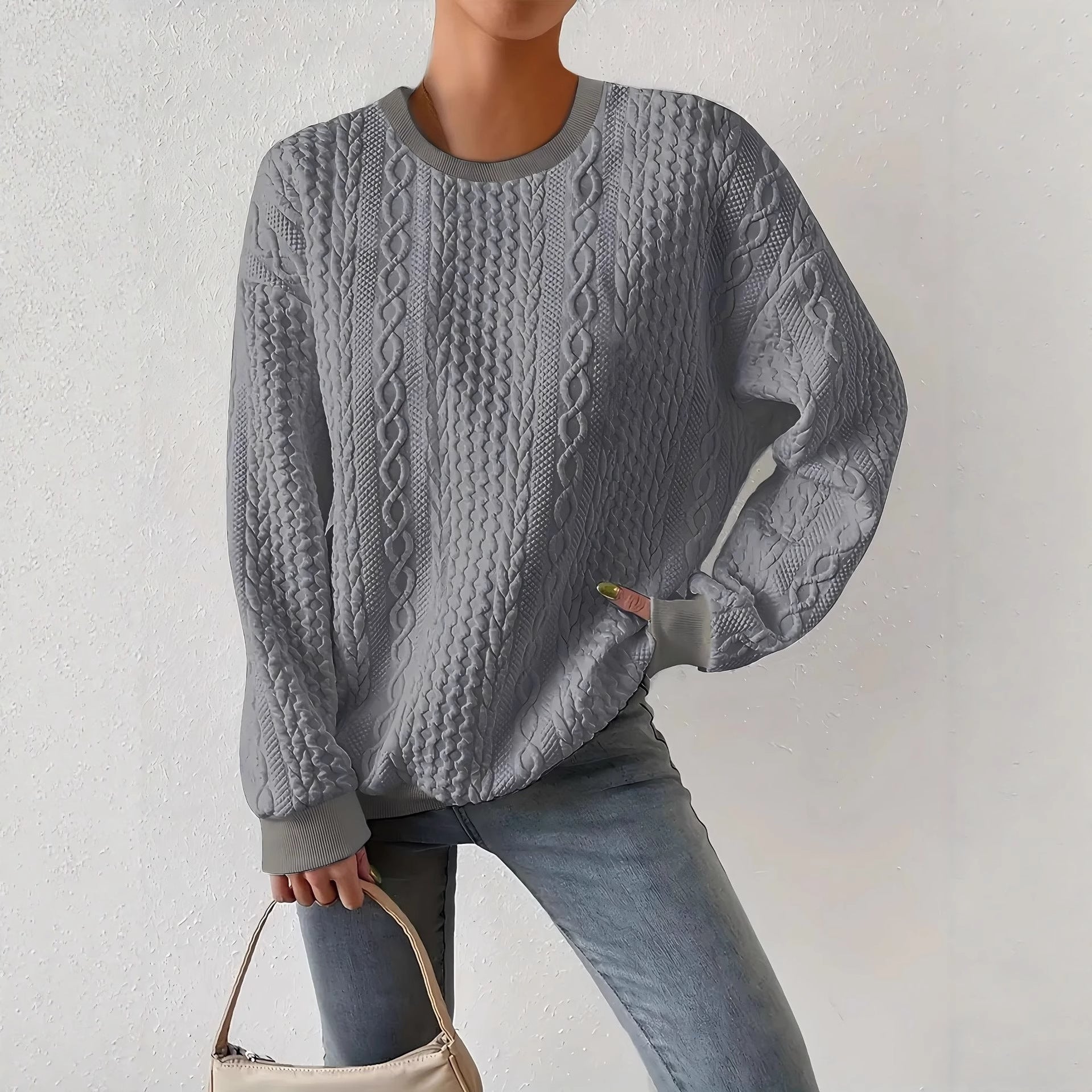 Womens Relaxed - fit Crew - neck Long - sleeve Sweatshirt In A Laid - back Style - LADYLINE X