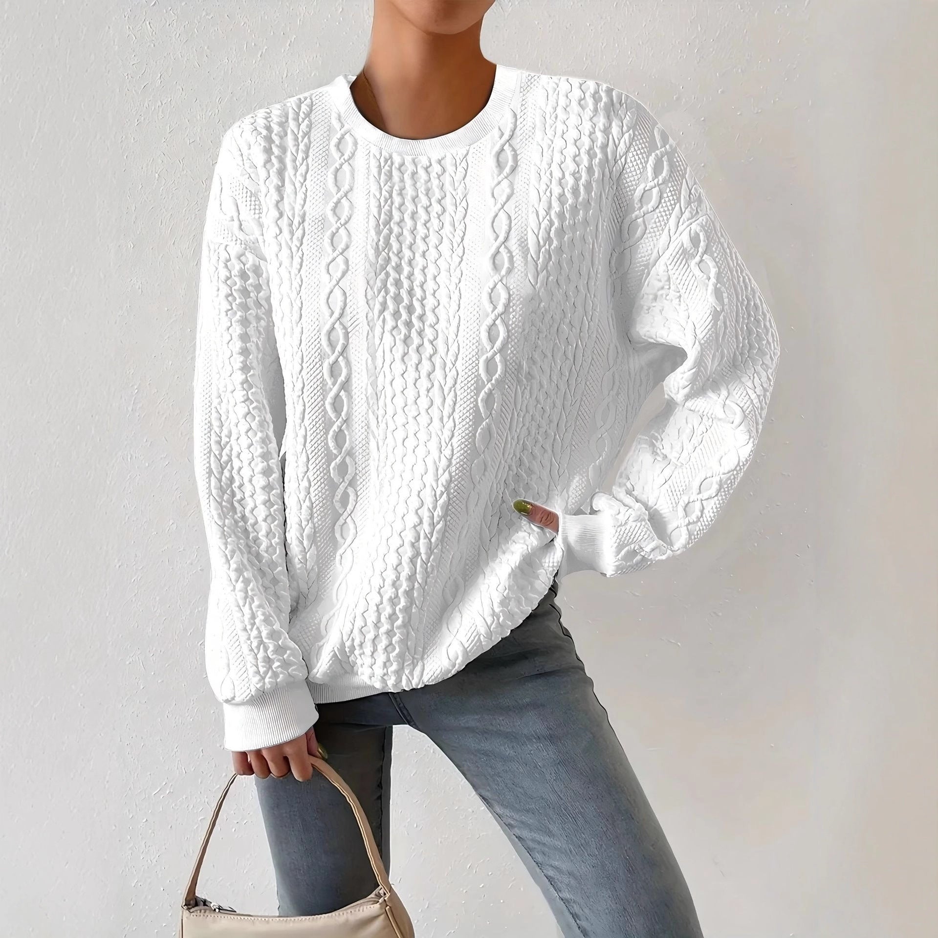 Womens Relaxed - fit Crew - neck Long - sleeve Sweatshirt In A Laid - back Style - LADYLINE X