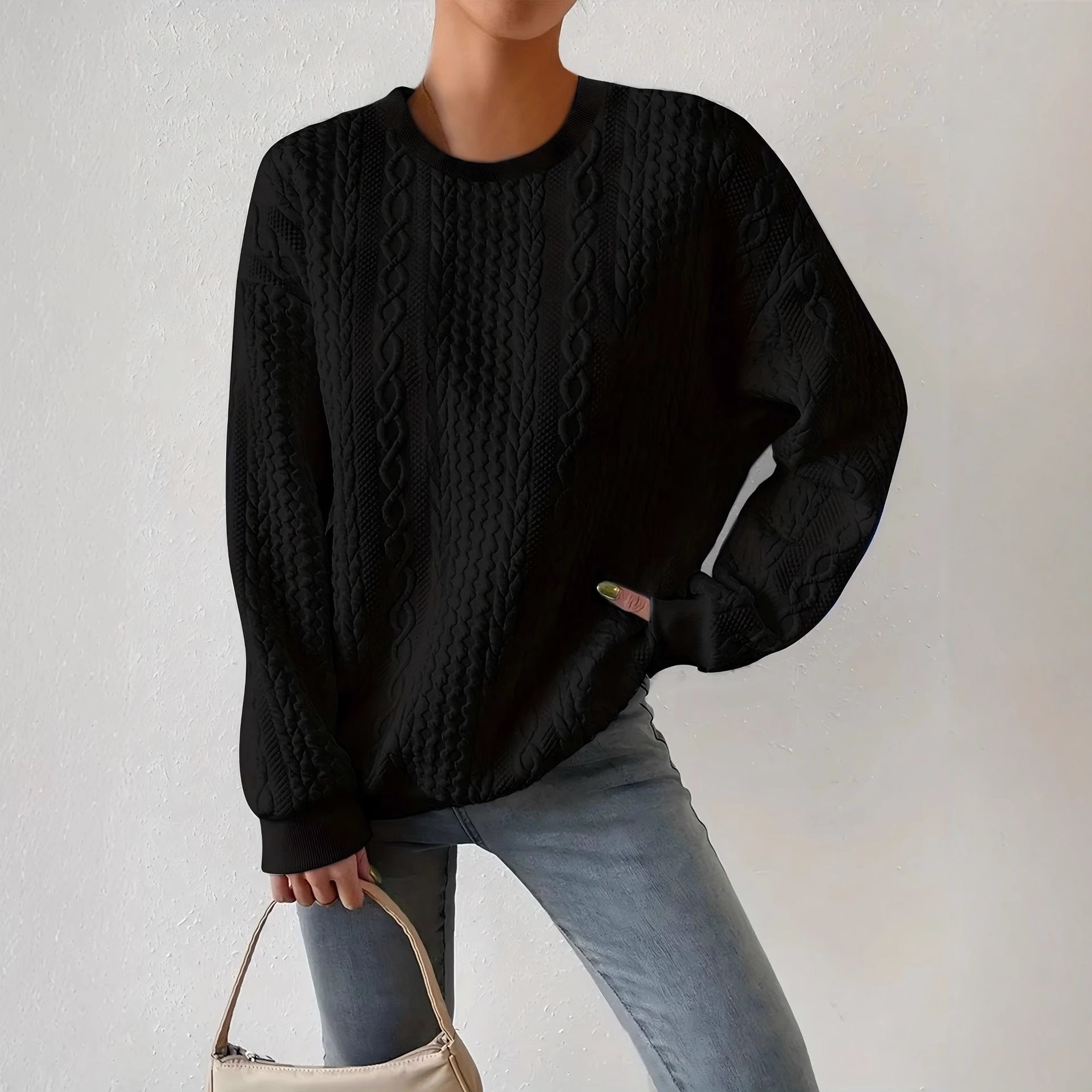 Womens Relaxed - fit Crew - neck Long - sleeve Sweatshirt In A Laid - back Style - LADYLINE X